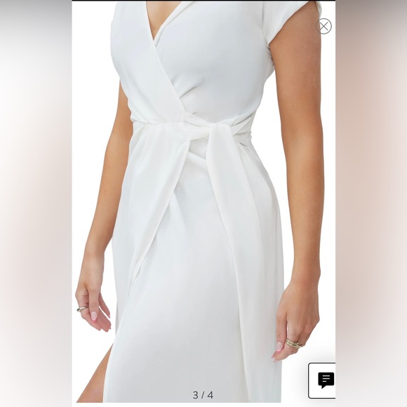 4TH & RECKLESS White Midi Wrap Dress Size Medium (8-10) NWT - Picture 3 of 13